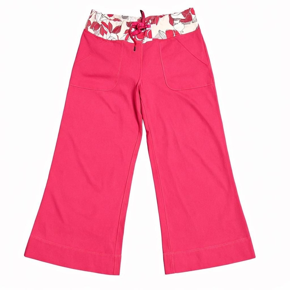 Vtg Lululemon Women's Pink Athletic Stretch Pants Yoga Capri Wide Leg Size 6